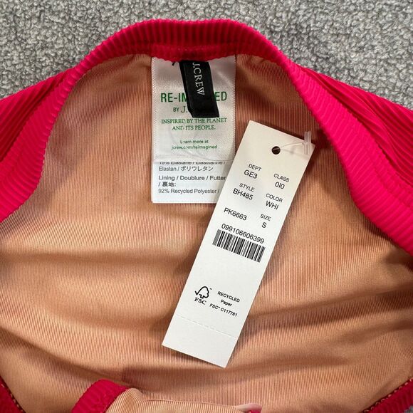 J Crew Ribbed Trim Hipster Bikini Bottom Pink Small BH485 Full Coverage New - Picture 3 of 7